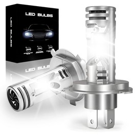 SPOLI H4 Headlight Bulb LED, 80W 30000LM 300% Brightness with Fans, 6500K Blue IP68 Waterproof and Advanced Cooling System, Plug and Play, Pack of 2