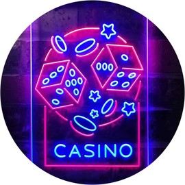 ADVPRO Casino Dice Game Man Cave Dual Colour LED Bar Light Neon Light Advertising Neon Sign Red & Blue 210 x 300 mm st6s23-i2785-rb