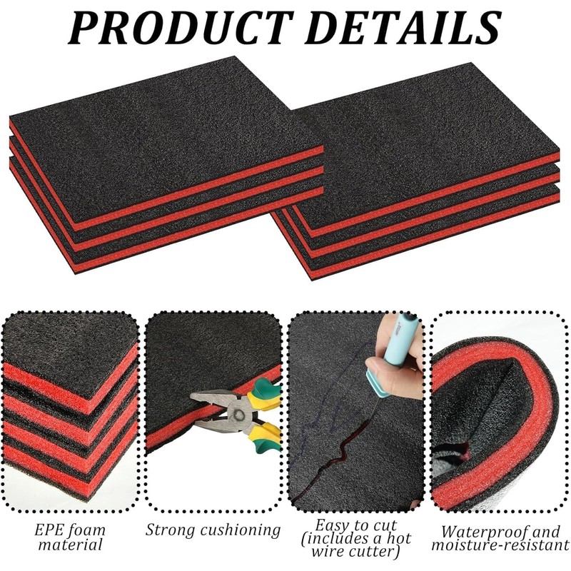 6 Pack Tool Box Foam Inserts for Cases,Tool Box Liner
