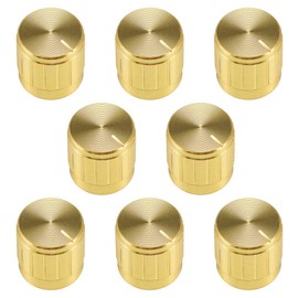 uxcell 8Pcs 17x 17mm Aluminium Alloy Potentiometer Volume Control Rotary Knob Knurled Shaft Hole Gold Tone,for 6mm Diameter Shaft Guitar Volume Knob.