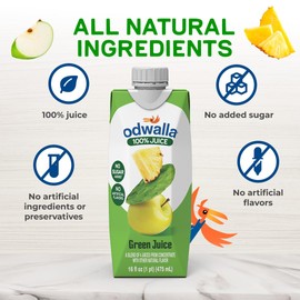 Odwalla Green Juice – Green Drink with Nopal Cactus, Apple, Orange & Pineapple – Natural Ingredients, No Added Sugar, No Preservatives, No Artificial Flavors - 16 oz (12 Pack)