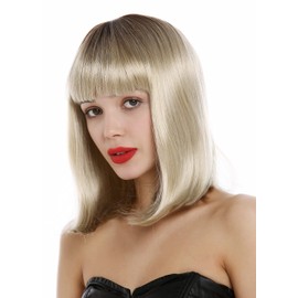 WIG ME UP - VK-39-YS83 Longbob Lady wig shoulder length sleek femme fatale clavi cut bangs ombre dark brown to blond