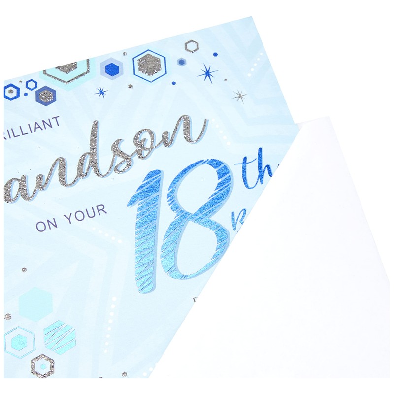 Modern Milestone Age Birthday Card 18th Grandson - 9 x