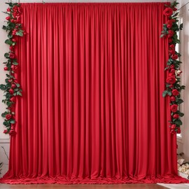 10ftx10ft Red Wrinkle-Free Backdrop Drapes Curtains, Red Polyester Background Decorations for Wedding, Birthday, Engagement, Large Parti Supplies