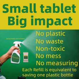 Tisnxiy Multi-Surface Cleaner Refill Tablets - 12 Count- 192 fl oz total (12x 16 fl oz) - All Purpose Cleaner Refill Tablets - For household and kitchen spray cleaners - Fresh Lemon Scent