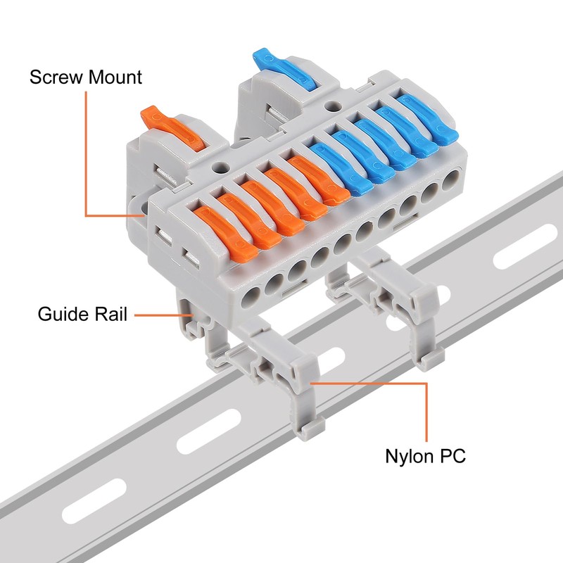 AITRIP 10pcs DIN Rail Terminal Blocks, DIY Splicing Wire Connectors