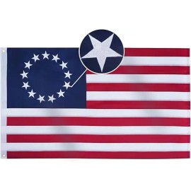 Betsy Ross Flag 5x8 Feet Hanging Aluminum Flagpole Embroidered 13 Star Polyester Waterproof American 250th Anniversary HeavyColor: Betsy Ross Flag 5x8 Ft, Size: 5x8ft