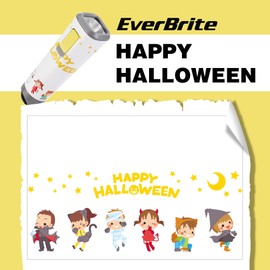 EverBrite Halloween Flashlights Halloween Gifts, Small LED Flash Light Handheld Torch with Lanyard 3AAA Battery Included, 1 Pack-White, E012068AE