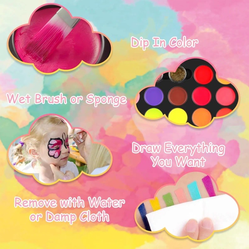 Set De Pintura Facial Para Niños, Pintura Facial De Hallowee
