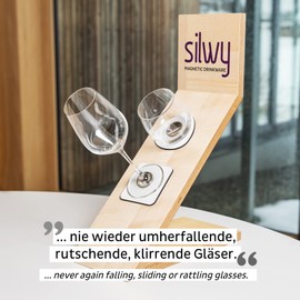silwy® Metall-Nano-Gel-Pads White in Leder-Optik für standsichere und rutschfeste Magnet-Gläser – abwaschbar, wiederverwendbar und rückstandslos ablösbar (2er Set)
