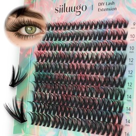 SIILUUGO DIY Lash Extensions 200PCS Individual Lashes Clusters,9-16mm MIX 40D Fluffy and Natural False Eyelashes,Wispy and Volume,Waterproof and Lasting Pestañas,Easy to Apply for Beginners at Home