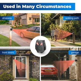 Solar Wireless Driveway Alarm, Outdoor Motion Sensor Detector Alarms Driveway Alert System 2000ft Long Range with Rechargeable Battery, Outside Weatherproof/Expandable (1 Receiver and 4 sensors)