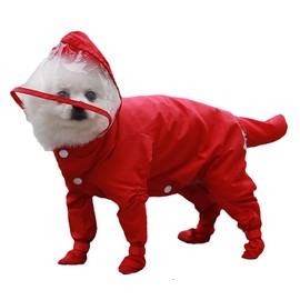IOICYBF-Chubasquero para Perros con Capucha, Impermeable, Reflectante, de Cobertura Total, Poncho de Lluvia de Secado rápido y Zapatos para Perros pequeños, medianos y Grandes, Rojo, XL