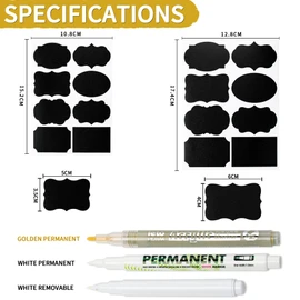 ARMIZ Etiketten Selbstklebend, 163x Aufkleber zum Beschriften mit 3stift - Wiederverwendbare tafeletiketten sind wasserdicht, abwischbar, abziehbar- ideal für Marmeladengla & glasflaschen. Patent 015008143