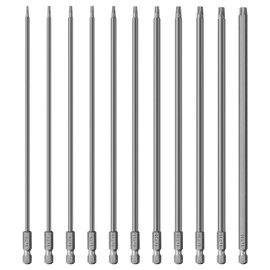 11 Pcs Long Torx Security Screwdriver Drill Bits Set,7.8" Tamper Proof Star Torx Bit Set,T6 T7 T8 T9 T10 T15 T20 T25 T27 T30 T40 Standard 1/4 Inch Magnetic Hex Shank Magnetic S2-Steel Screwdriver Bits