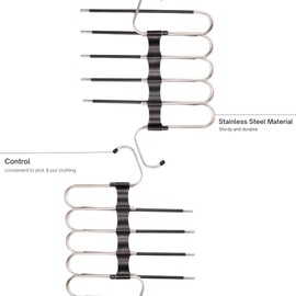 Magic Pants Hangers - Space Saving 80%, 2-Pack Pants Organizer for Closet, 10 Metal Bars, Stainless Steel Anti-Slip Design for Women, Efficient Storage Solution.