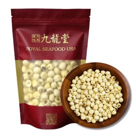 Royal Seafood USA Premium Raw White lotus seed, 225g dried lotus seeds, core removed, 莲子 natural herbal tea& soup, pack in USA, 九龍堂 莲子
