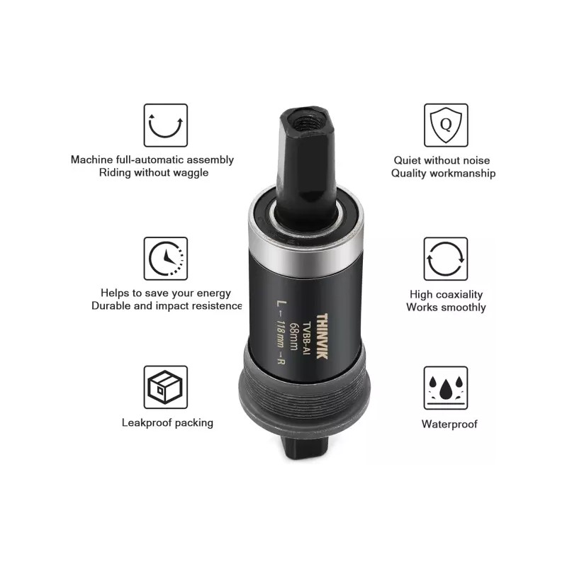 Thinvik 사각 테이퍼 하단 브래킷 - 시마노 BB-UN26/BB-300/BB-100/BB-101과 호환되는 68mm