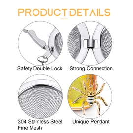 Tea Infuser 2 pcs TeaSanavie Tea Strainer Handmade Honey Bee & Spider Loose Leaf Tea Steeper Tea Ball with Bee Charm Pendant Tea Infusers for Loose Tea