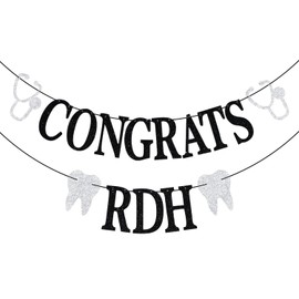 Congrats RDH Banner, Dentist Graduation Decorations, Congrats Dentist Banner, 2025 Medical Dental School Graduation Party Decorations, Black and Silver Glitter
