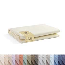100% Cotton Percale Sheets Twin Size, 1 Flat Sheet- Crisp, Cool and Strong Bed Linen, Luxury Breathable Sheet, Cream