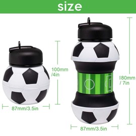 AOHIAOO Children's Water Bottle, Football, Foldable Drinking Bottle, BPA-Free Drinking Bottle, Sports Bottle, Football Gifts for Boys School, Leisure and Sports