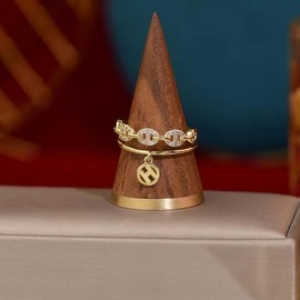 JONAYUOV 18k Gold Plated Adjustable Cubic Zirconia Simulated Diamond Ring for Women (Gold C)