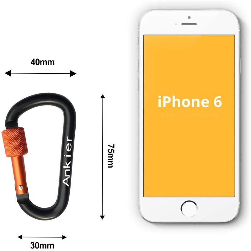 Locking Carabiner, 8-colors Premium Aluminum Alloy D-ring Carabiner Clips for