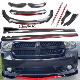 Unbranded For Dodge Durango Front Bumper Lip Spoiler/ Body Kit+Side Skirt Carbon Fiber