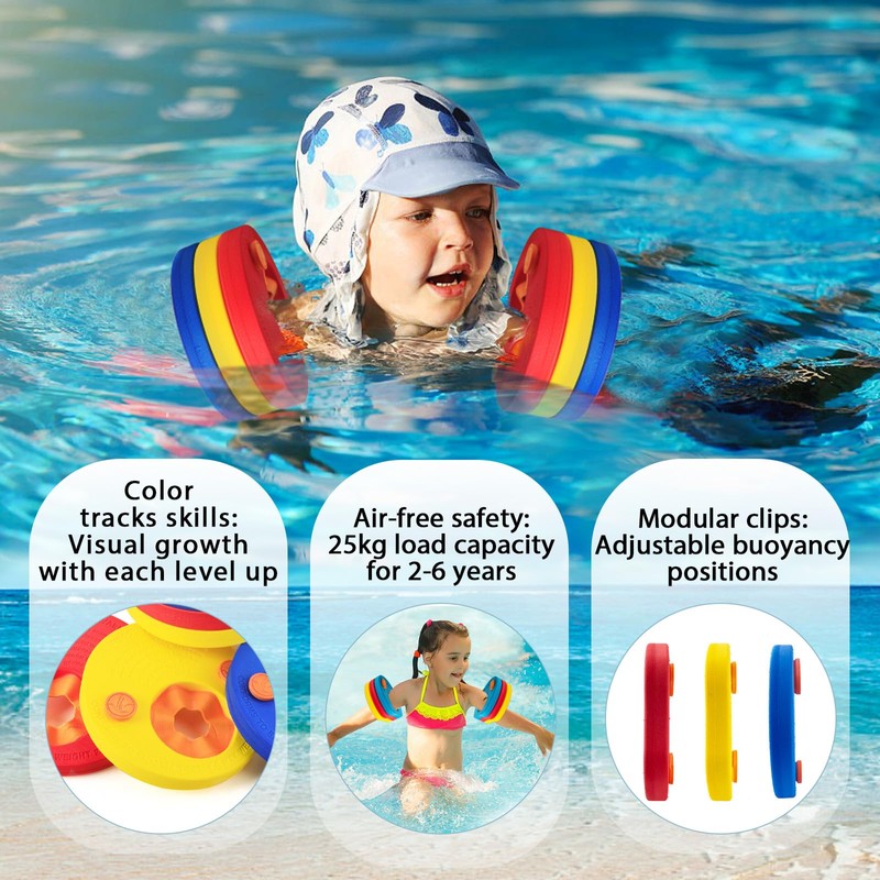 Dischi da nuoto per bambini, 6 pezzi, con custodia, per