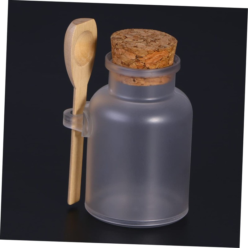 KICHOUSE Empty Plastic Salt Container with Wooden Lid Spoon 100g