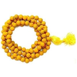 Haldi Mala/Natural Turmeric Mala/Haldi mala Original (Size: 7mm, Length: 32 inches, Beads: 108+1)