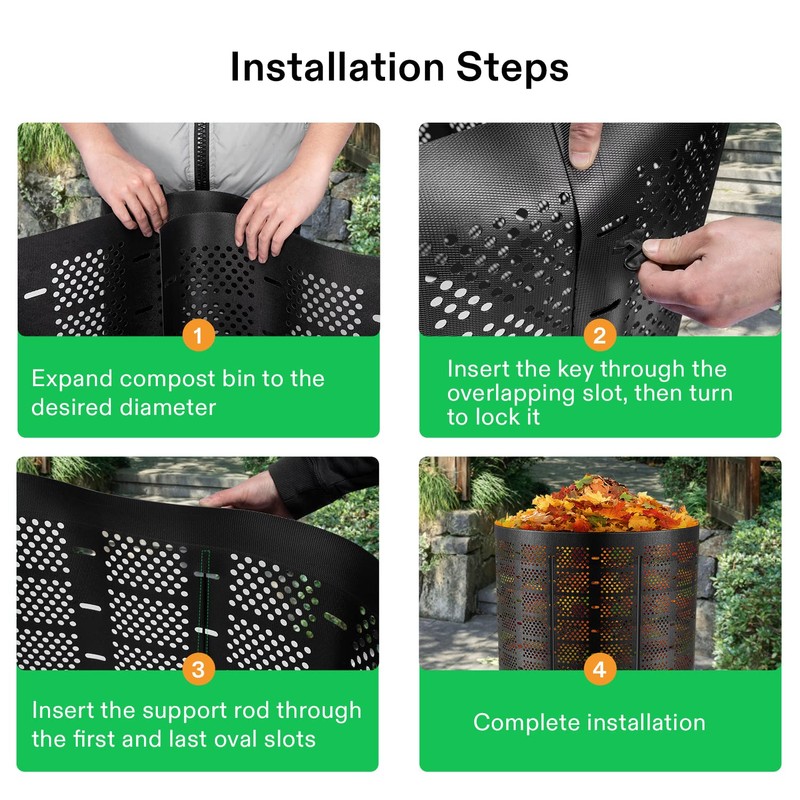 VIVOSUN 220 Gallon Outdoor Compost Bin, Expandable Composter, Easy to