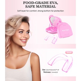 Litlcutie Small Mouth Guard for Women, 4 Pack Moldable Teeth Guard at Night Sleep Jaw Clenching & Bruxism, Ventilated Teeth Grinding Guard Box with 5X Magnifying Mirror