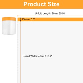 sourcing map 3 Rolls Pre-Taped Masking Film 15.7" x65.6ft Tape and Drape Painters Plastic Drop Cloth Film with Tape Plastic Sheeting for Automotive Painting Covering