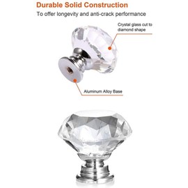 KAHEIGN 25Pcs Crystal Door Knob, 30MM Diamond Drawer Knobs Crystal Door Handles Diamond Pulls for Home Kitchen Office Chest Cabinet Drawer (wiht 25Pcs Screw)