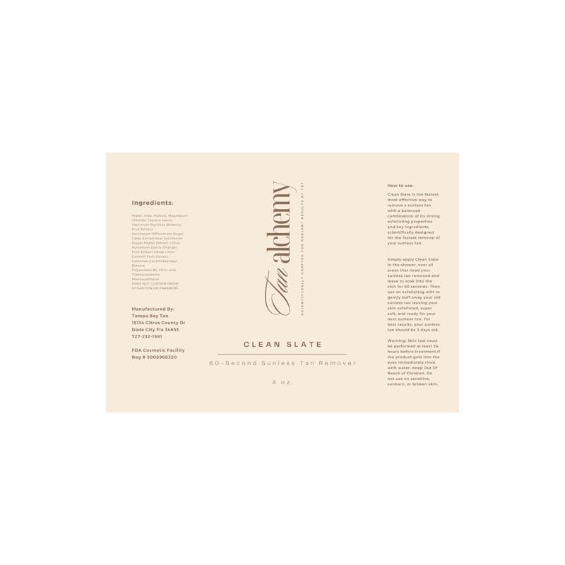 Tan Alchemy Clean Slate Sunless Tan Remover, 4 oz, 60-Second