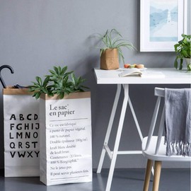 X-Labor Paper Bag Kraft Paper Bag Bin Paper Bag Children's Room Toy Storage Box White Brown (Motif AA)