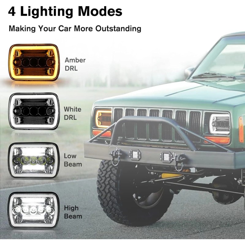 Unbranded Newest Pair 7x6" 5x7" Led Headlight Hi/Lo For International