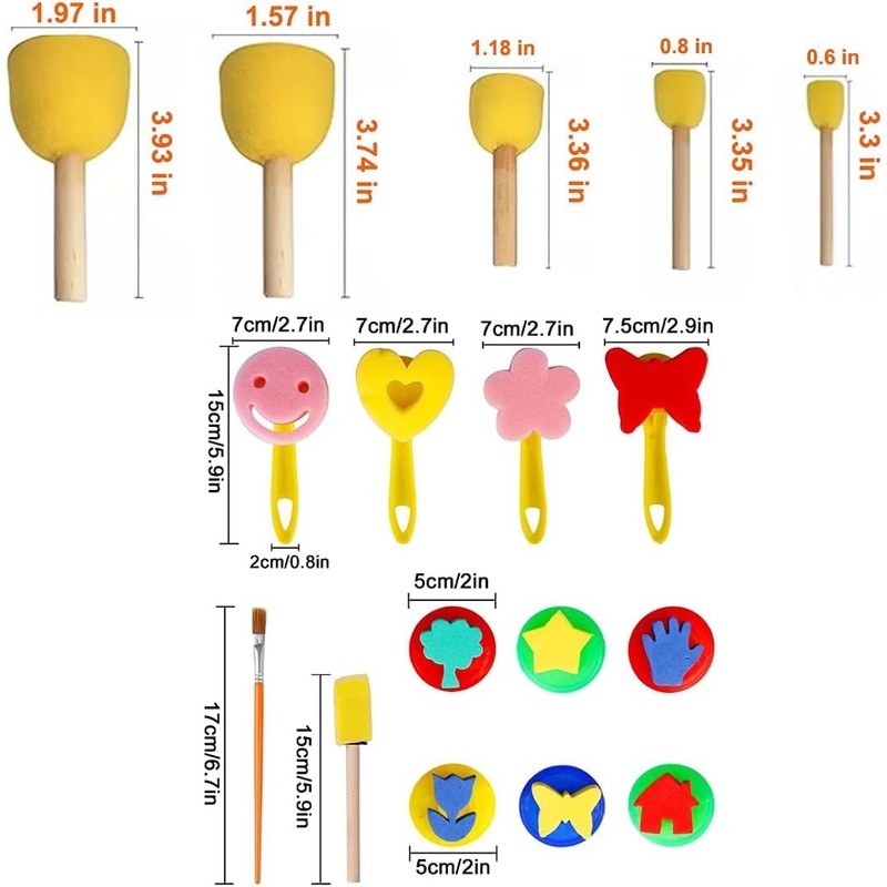 Kids Paint Sponges, Early Learning Paint Brushes Sponge Stamps Foam