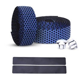 PLATT Road Bike Handlebar Tapes Bicycle Bar Tape Superior Breathable Hexagon Non-Slip Bike Handlebar Tape Bike with Bar End Plugs,Blue (2PCS Per Set)