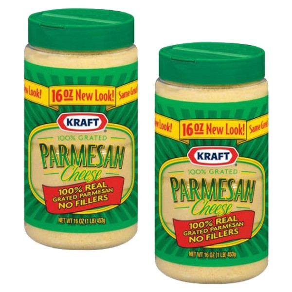 Kraft Parmesan Cheese 100% Grated 16-ounce Plastic Canister (Pack of 2)
