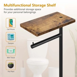 Bty Rustic Brown Farmhouse Toilet Paper Dispenser - FreeStanding Tissue Roll Hold...
