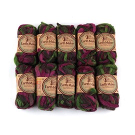 Earth Maker 10 Pack (Skeins) 100% Wool Slub Super Bulky Yarn Each Skein 1 oz (30g) 16 Yards, Cactus Violet