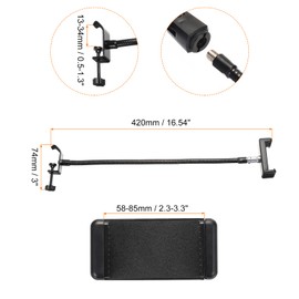 PATIKIL 18.5" Gooseneck Desk Microphone Stand with Clip Flexible Arm Desktop Microphone Stand for Singing Speech 3/8" to 5/8" Phone Clip Black