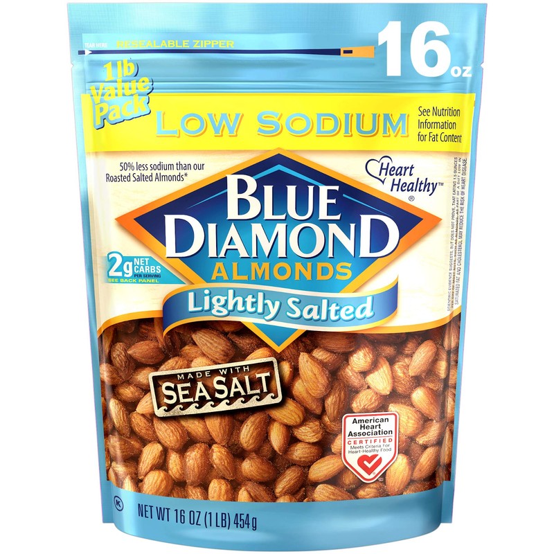 Blue Diamond Almonds Low Sodium Lightly Salted Snack Nuts, 16