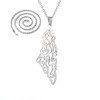 Palestine Map Pendant Necklace, Stainless Steel Chain, Silver Tone