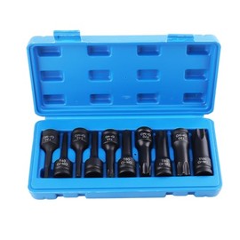 maXpeedingrods 10Pcs 1/2 Inch Torx Impact Socket Set, Drive Impact Torx Star Socket Bits, T30 T40 T45 T50 T55 T60 T70 T80 T90 T100, 3-Inch Extra Long Socket Bits Set with Case