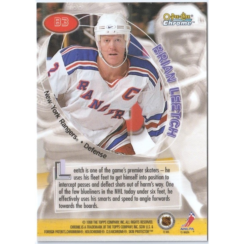 1998-99 O-Pee-Chee Chrome Board Members Brian Leetch Rangers Card #B3
