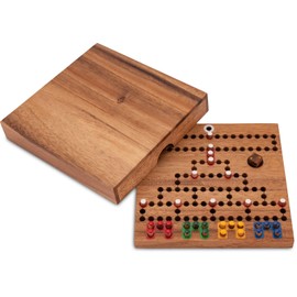 LOGOPLAY Blockade Travel Game in Wooden Box - 18 cm x 18 cm - Dice Game - Strategy Game - Board Game - Wooden Board Game in Wooden Box